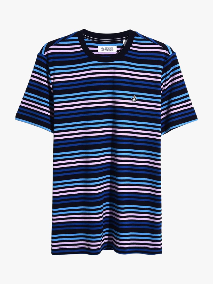 Original Penguin Engineered Stripe T-Shirt, Dark Sapphire at John Lewis ...