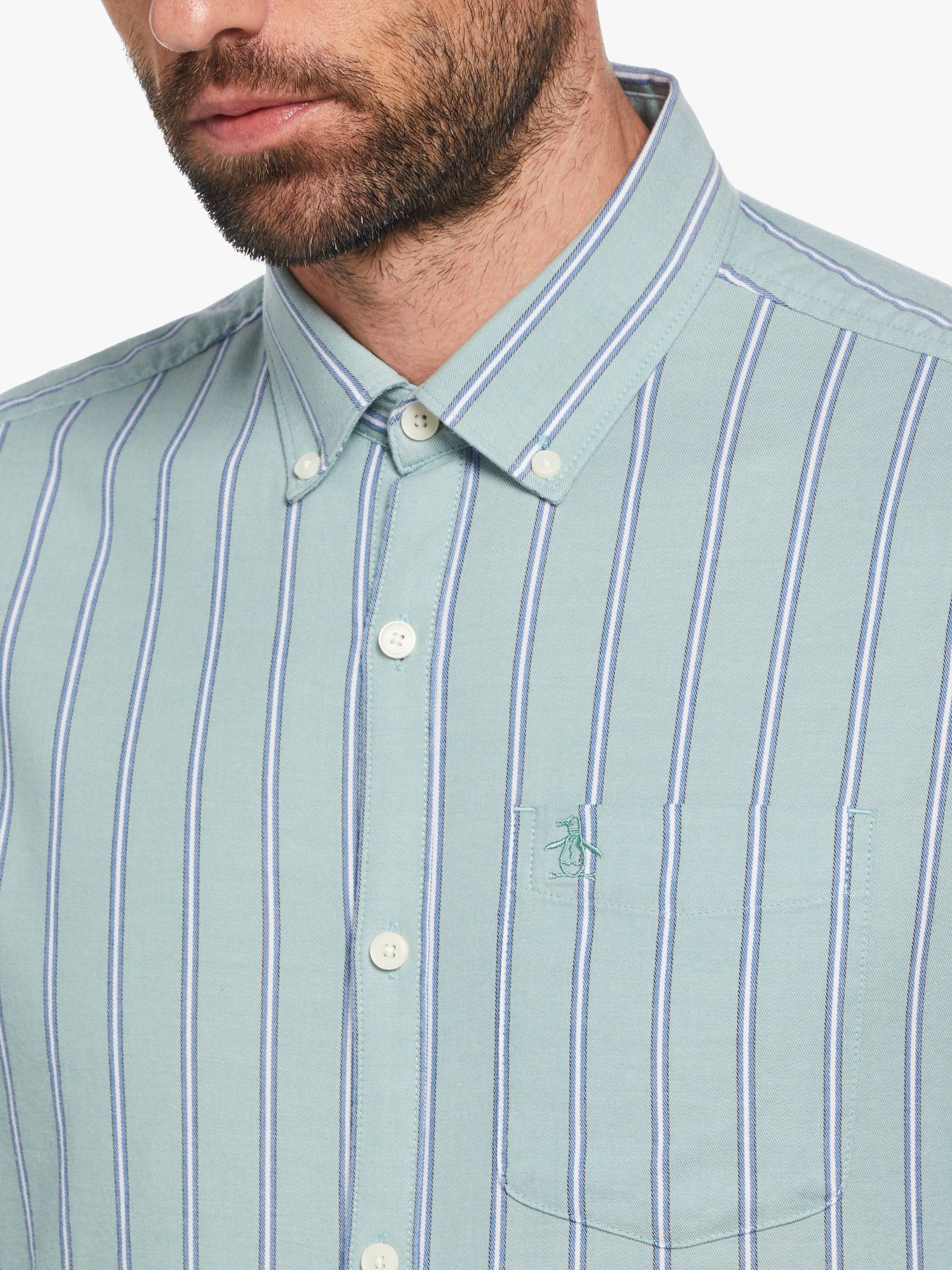 Original Penguin Vertical Stripe Shirt, Oil Blue, XL