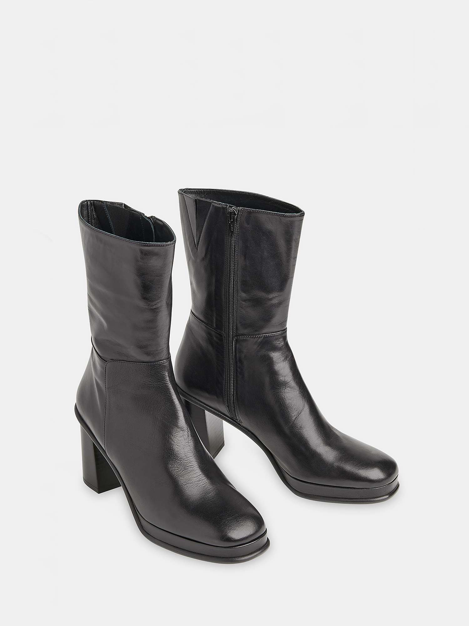 Buy Whistles Clara Platform Block Heel Boots, Black Online at johnlewis.com