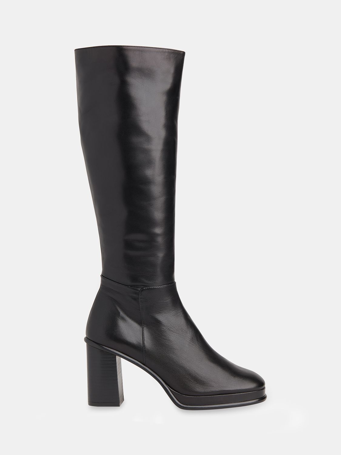 Whistles Clara Leather Knee High Boots, Black, 3
