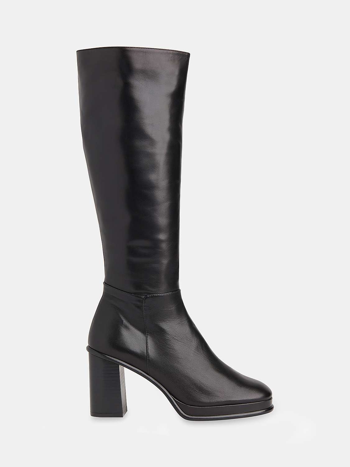 Buy Whistles Clara Leather Knee High Boots, Black Online at johnlewis.com