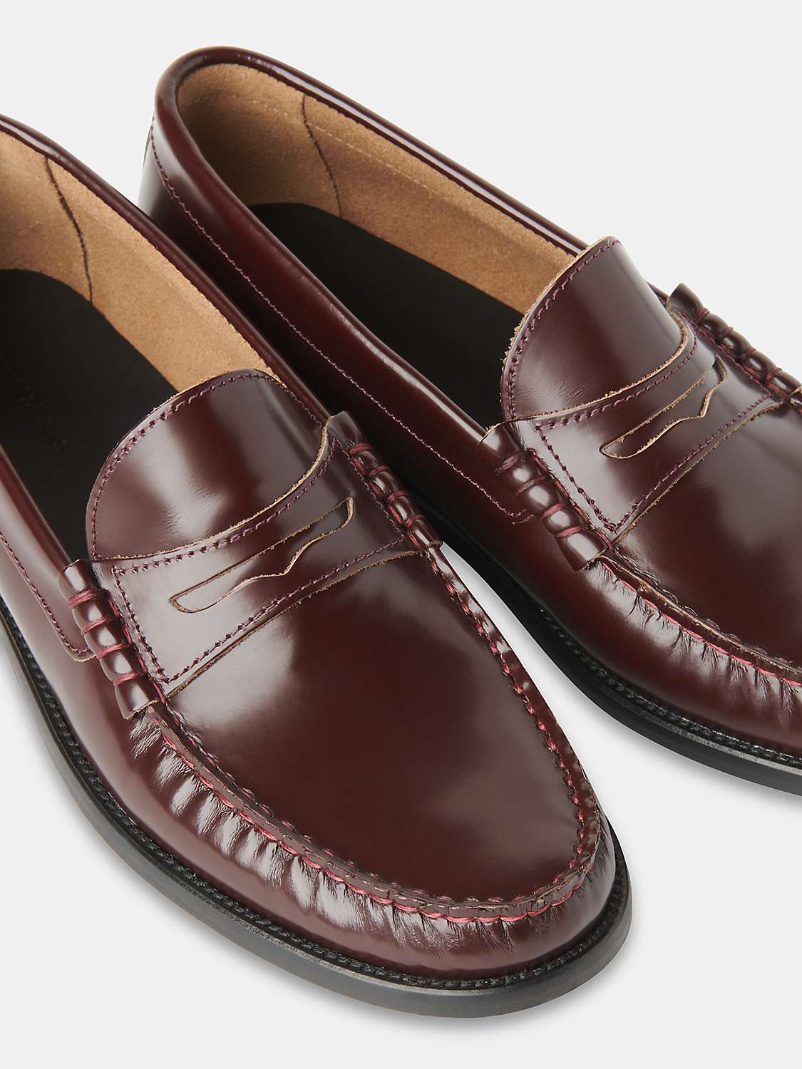 Buy Whistles Manny Slim Leather Loafers. Burgundy Online at johnlewis.com