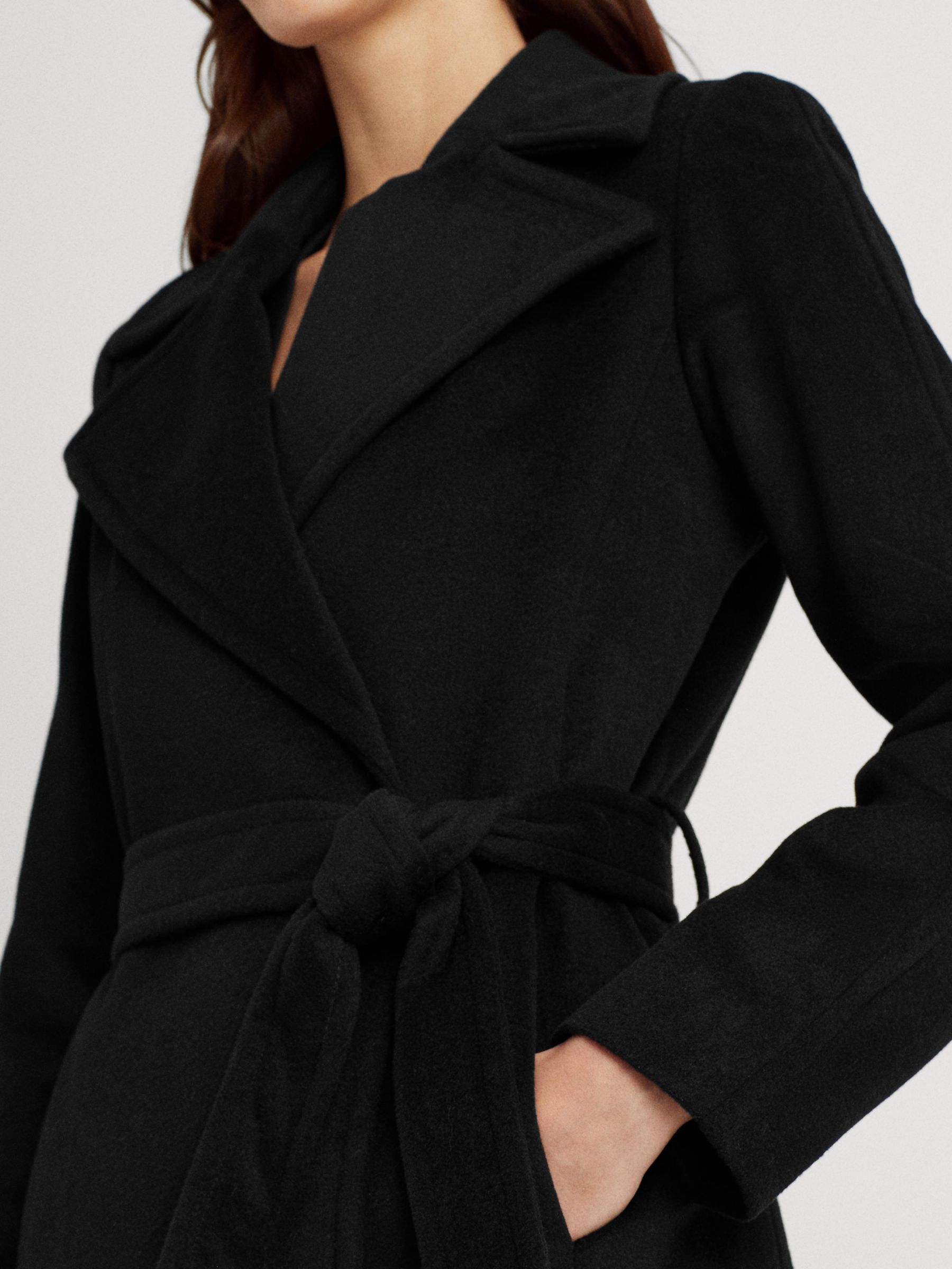 Ralph Lauren Lauren Ralph Lauren Wrap Wool Lined Coat, Black at John ...