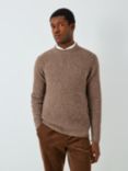 John Lewis Made in Italy Wool Blend Donegal Look Rib Crew Neck Jumper, Oatmeal