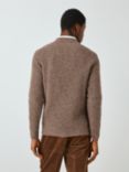 John Lewis Made in Italy Wool Blend Donegal Look Rib Crew Neck Jumper, Oatmeal