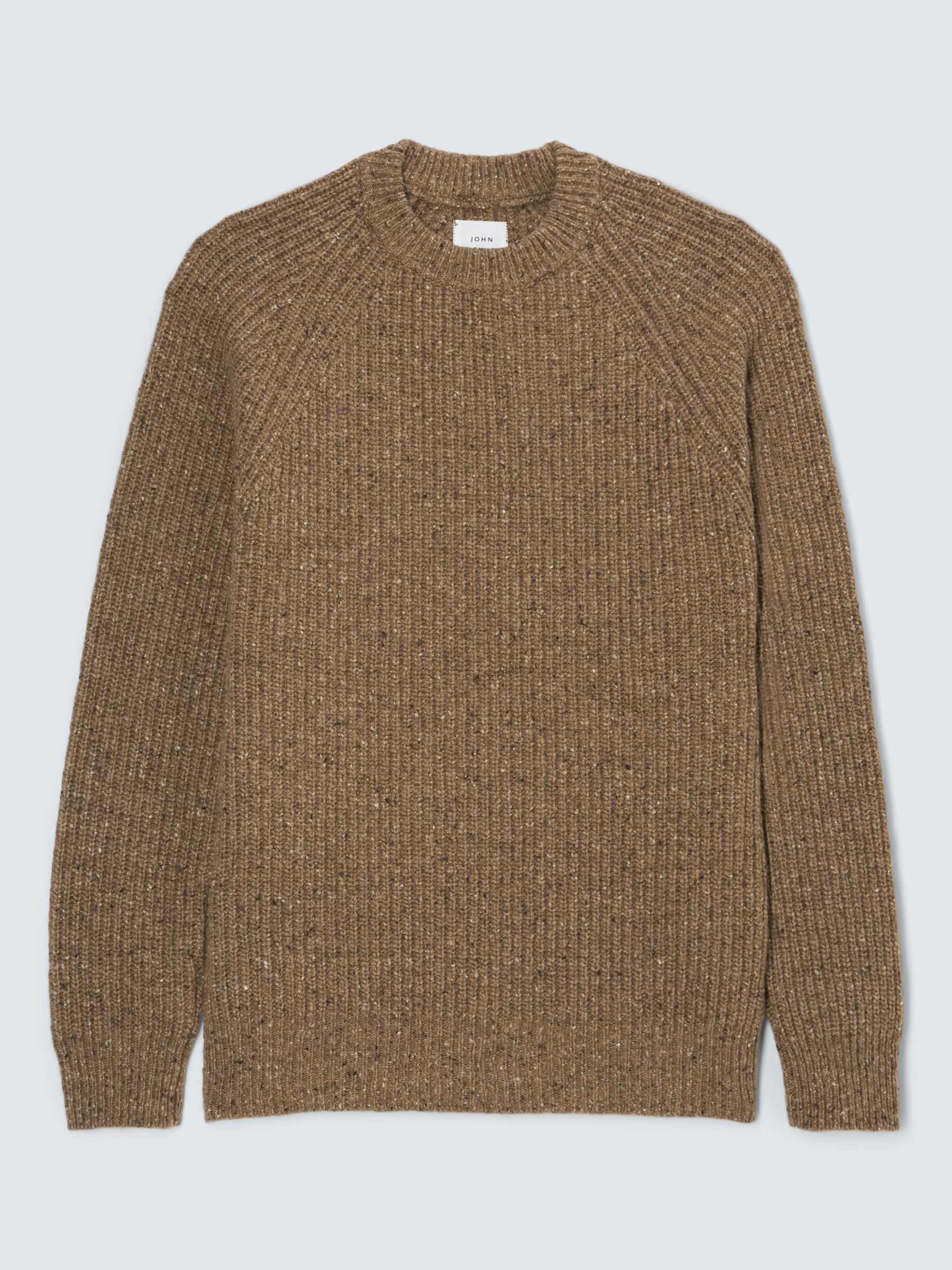 John Lewis Made in Italy Wool Blend Donegal Look Rib Crew Neck Jumper ...