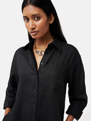 Jigsaw Relaxed Linen Shirt, Black
