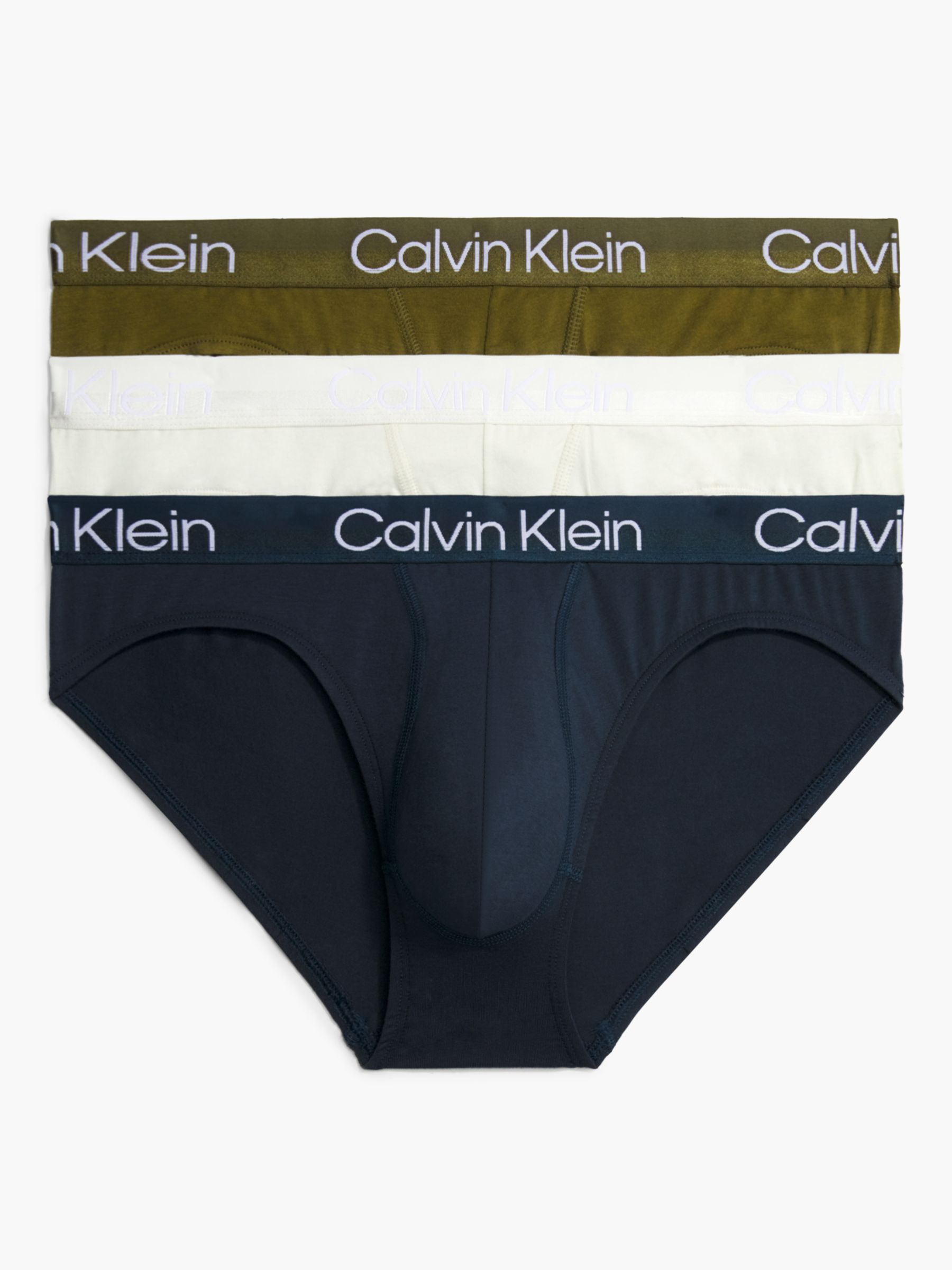 Calvin Klein Modern Structure Hip Briefs, Pack of 3, Grey/Olive