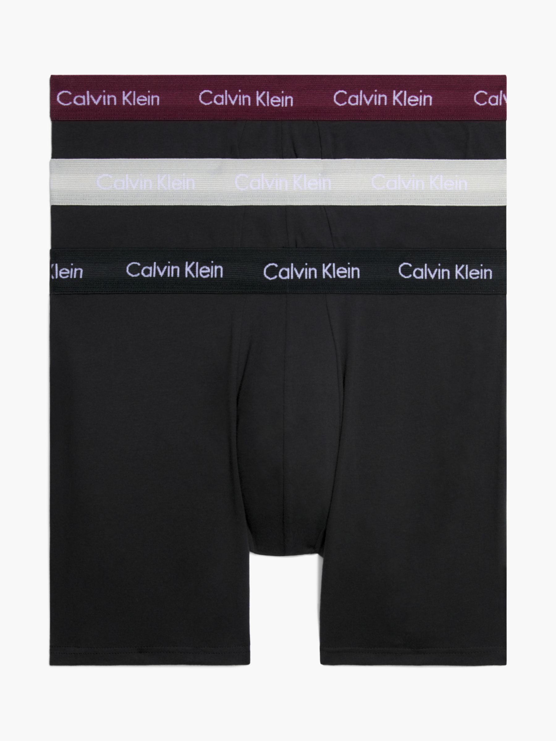 Calvin Klein Cotton Stretch Boxer Brief, Pack of 3, Black/Port/Porpoise ...