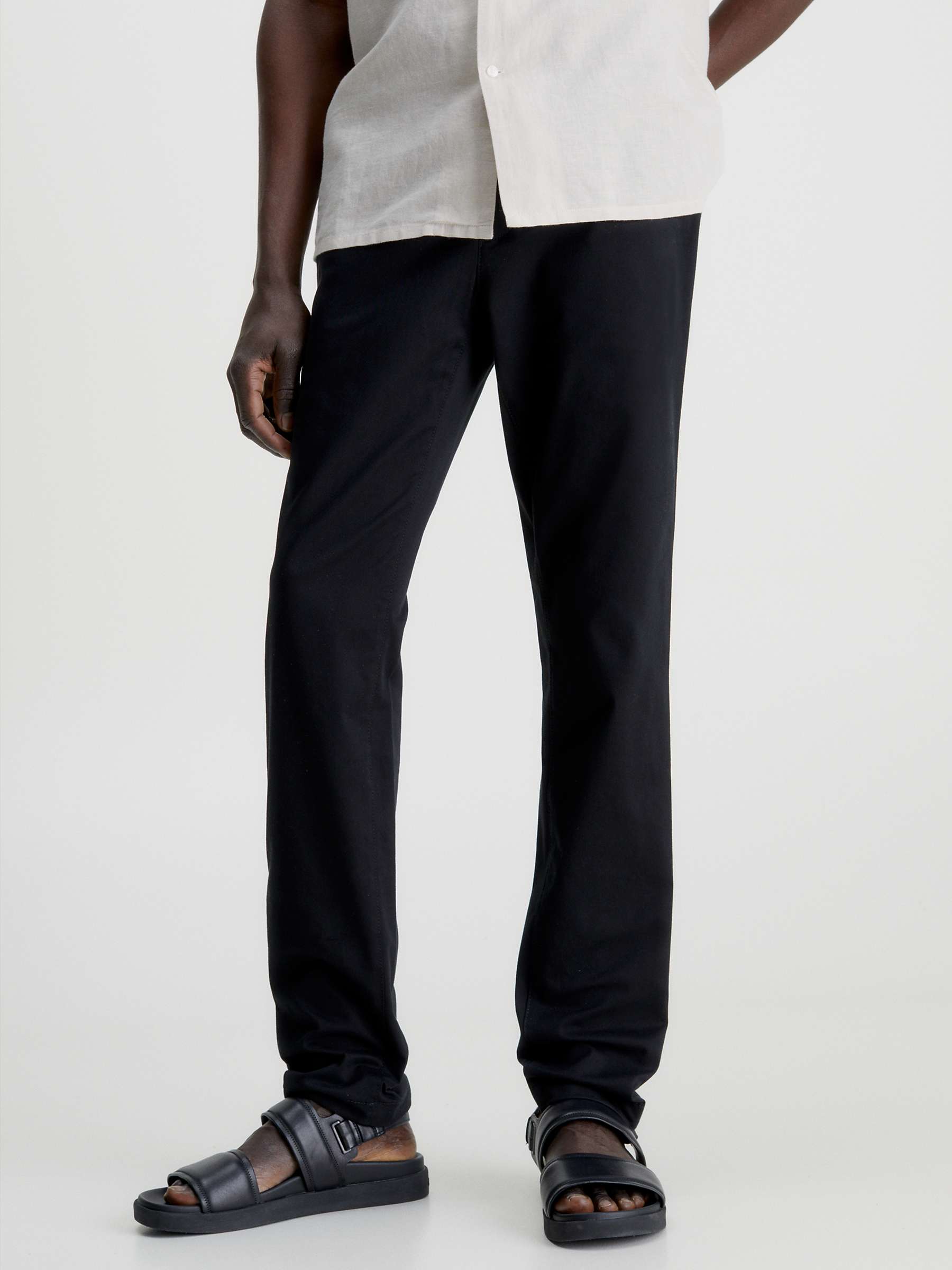 Buy Calvin Klein Cotton Twill Slim Fit Chinos, Black Online at johnlewis.com