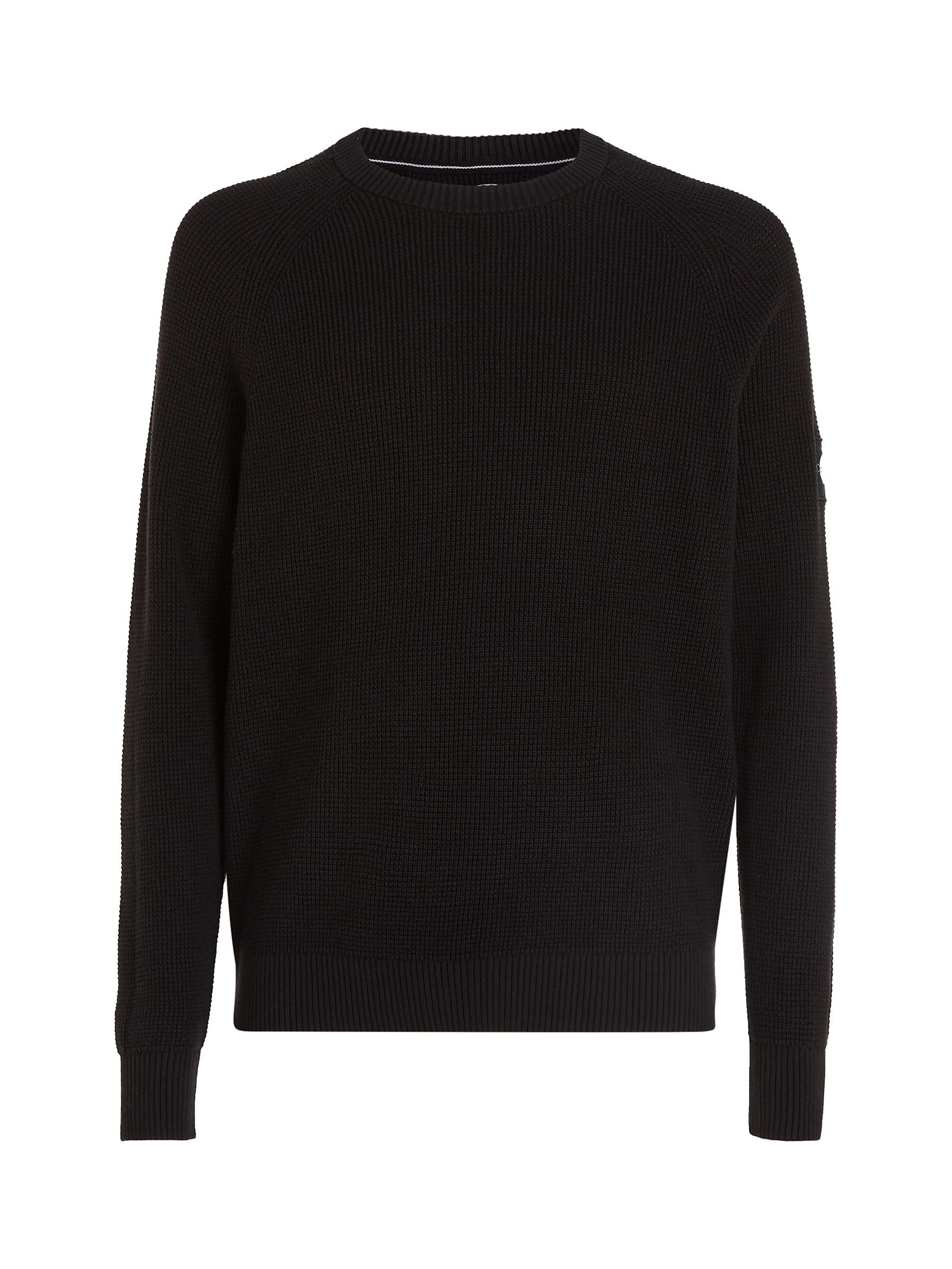 Calvin Klein Badge Logo Easy Sweater, Ck Black at John Lewis & Partners