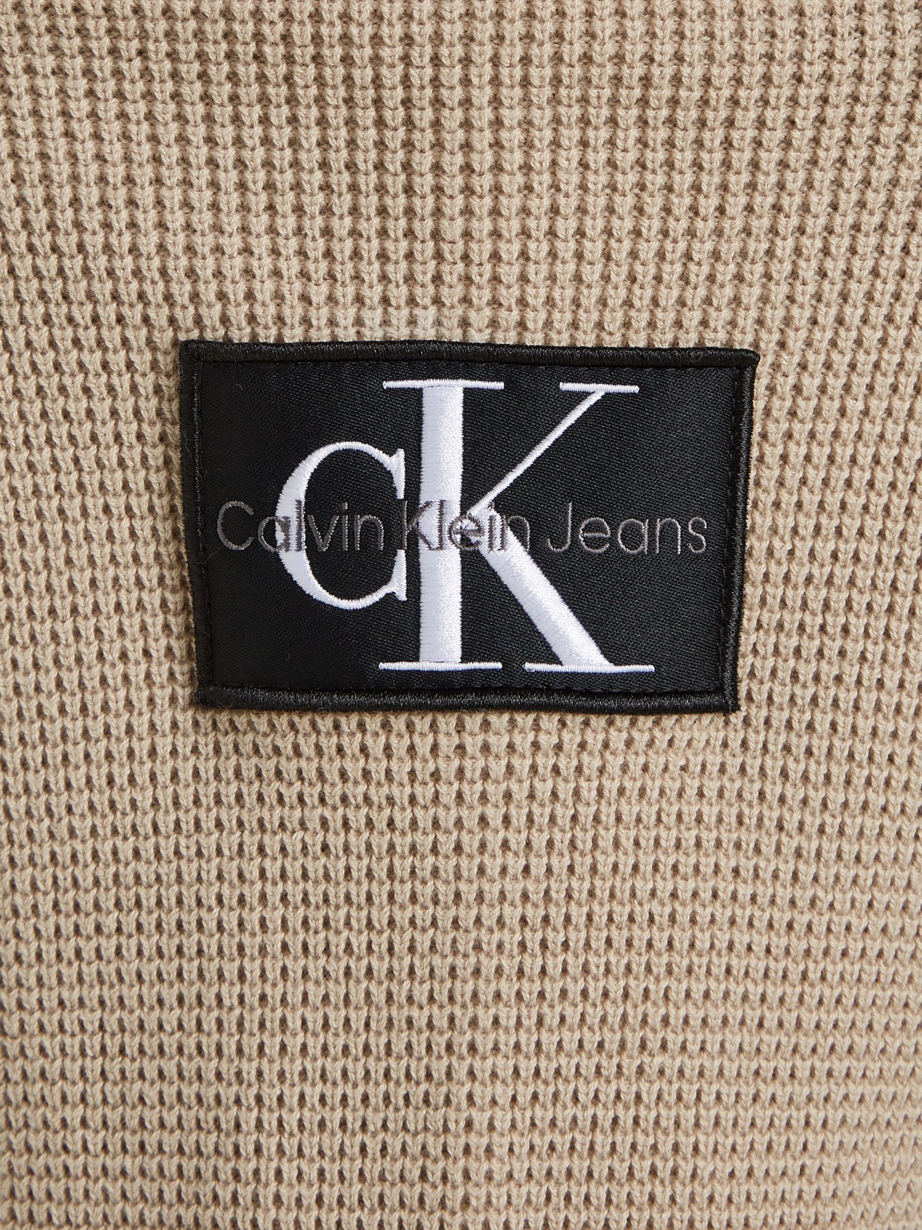 Calvin Klein Badge Logo Easy Sweater, Plaza Taupe at John Lewis & Partners