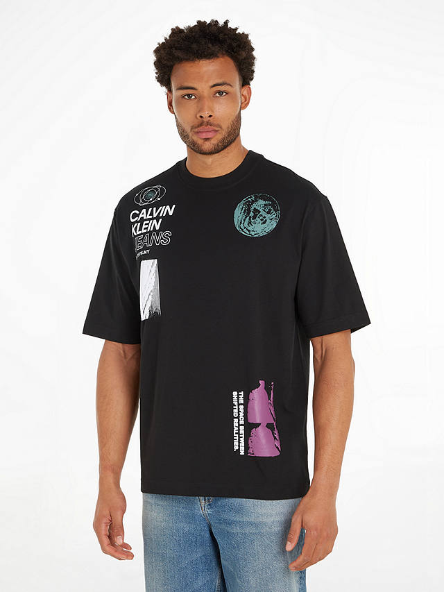 Calvin Klein Future Fade Graphic T-Shirt, Black/Multi at John Lewis ...