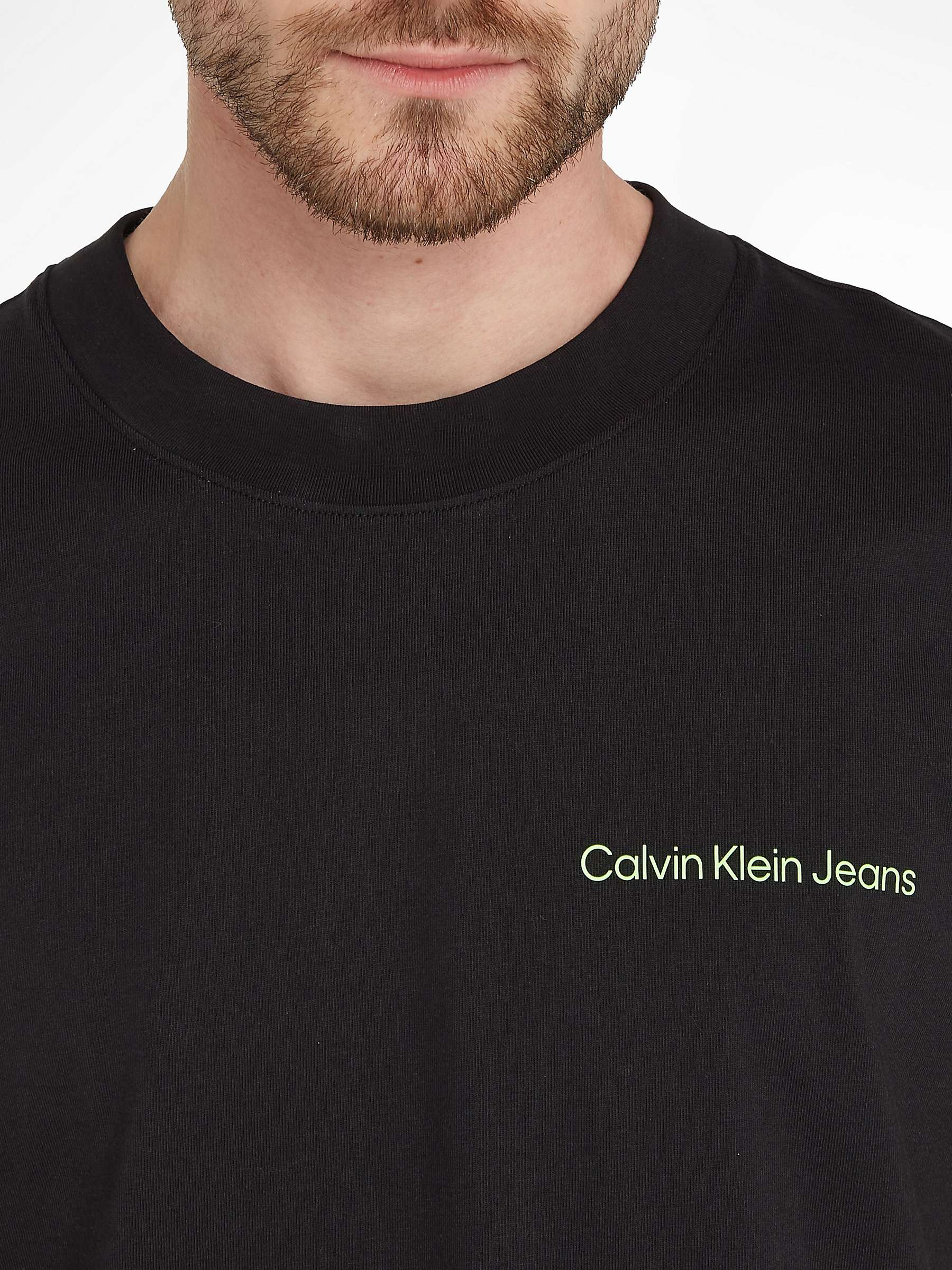 Calvin Klein Jeans Tape Logo T-shirt, Black at John Lewis & Partners