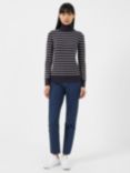 French Connection Babysoft Stripe Roll Neck Jumper, Navy/Classic Cream