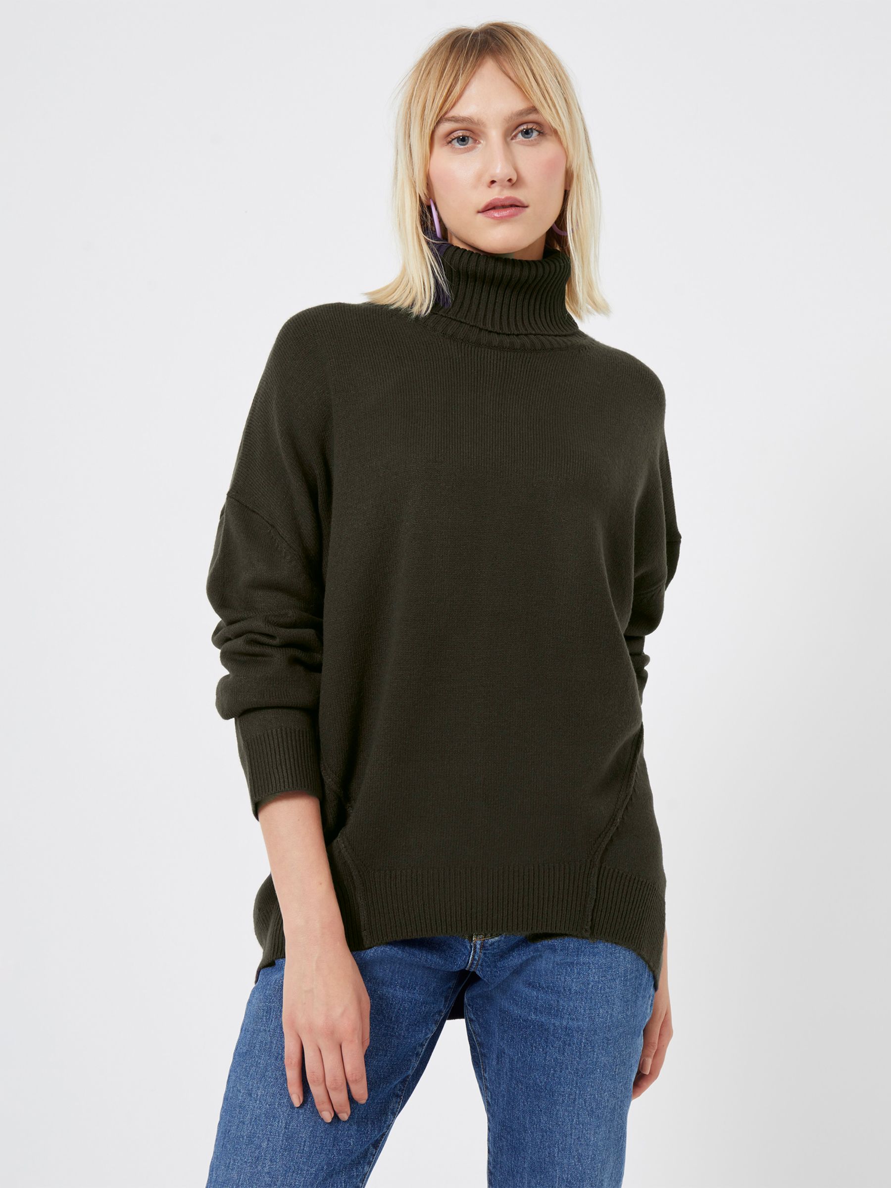 French Connection Babysoft Forward Seam Roll Neck Jumper, Brunswick at ...