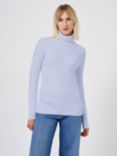 French Connection Babysoft Ribbed Roll Neck Jumper, Paradise Blue