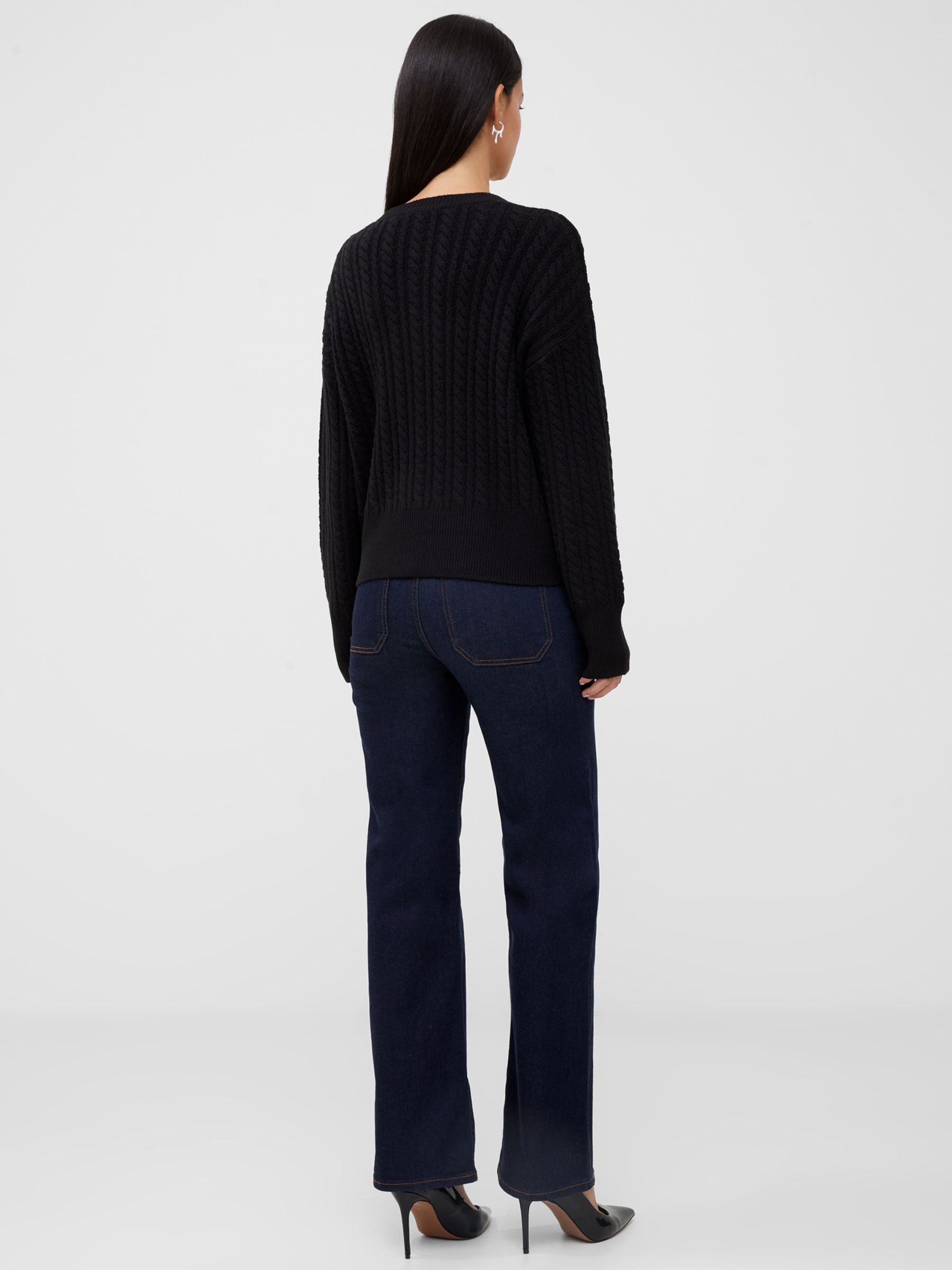 French Connection Babysoft Cable Knit Cardigan, Black at John Lewis ...