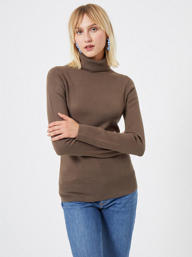 French Connection Babysoft Ribbed Roll Neck Jumper, Brunswick