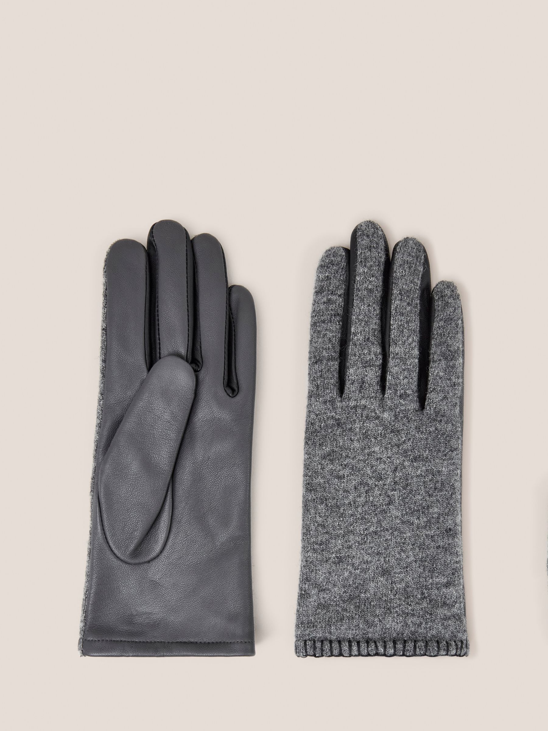 White Stuff Lucie Leather Gloves, Mid Grey at John Lewis & Partners