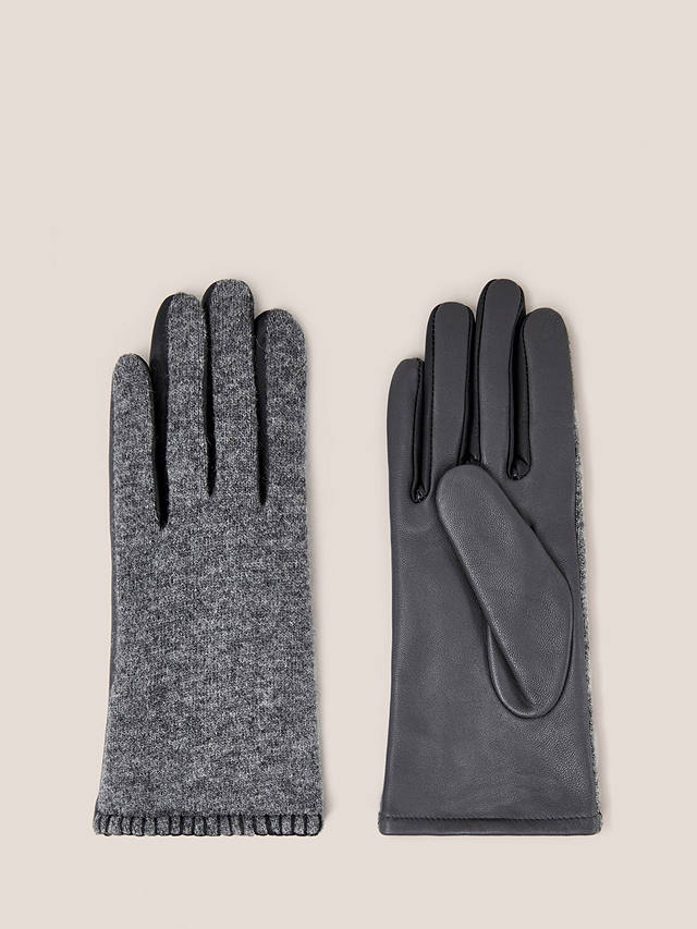 White Stuff Lucie Leather Gloves, Mid Grey