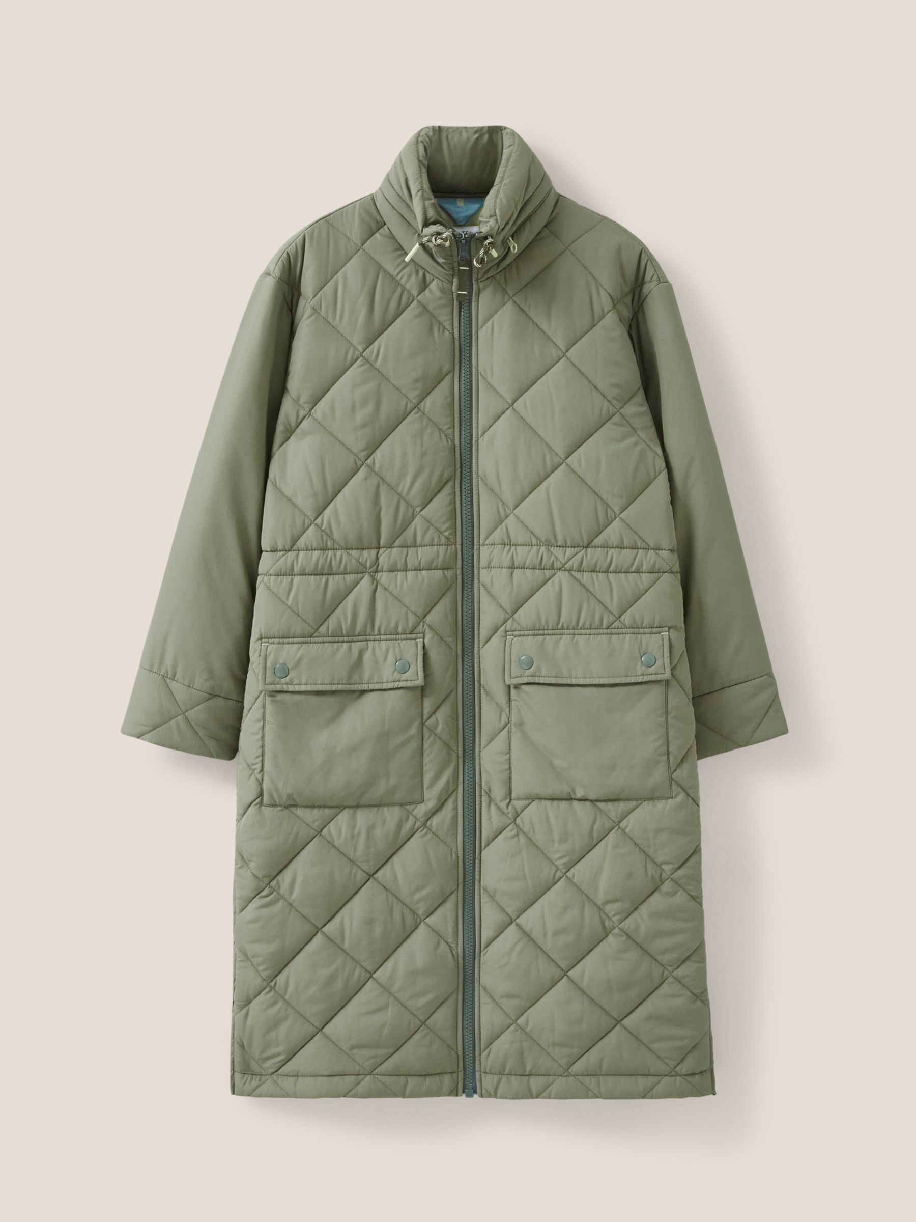 White Stuff Lorena Quilted Coat, Mid Green, 10