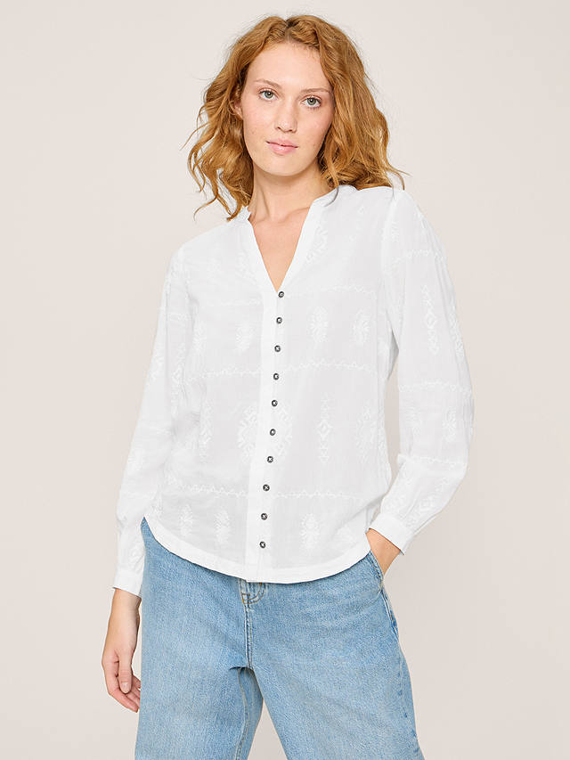White Stuff Kate Embroidered Blouse, Ivory at John Lewis & Partners