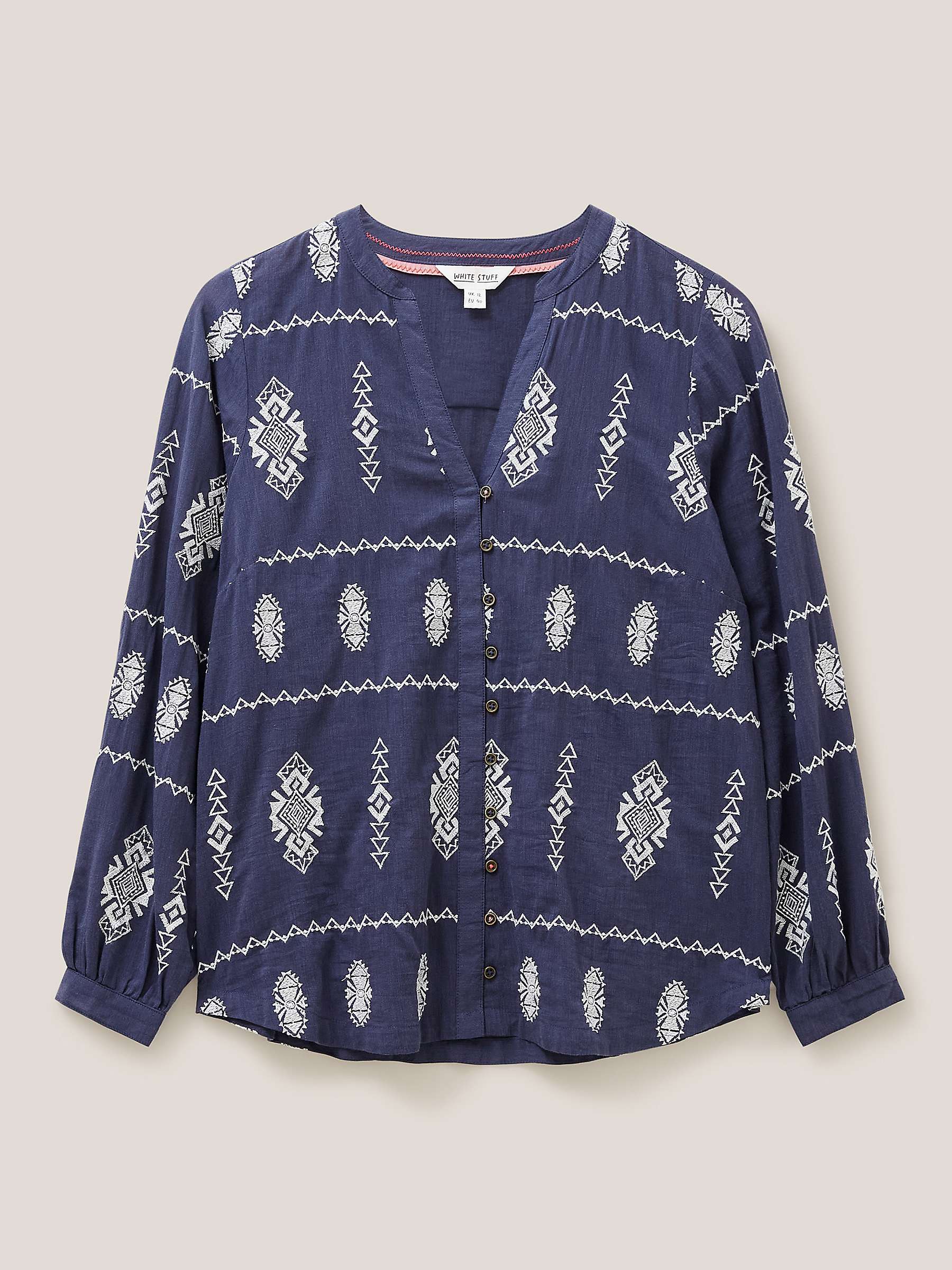 Buy White Stuff Kate Embroidered Blouse, Grey/Multi Online at johnlewis.com
