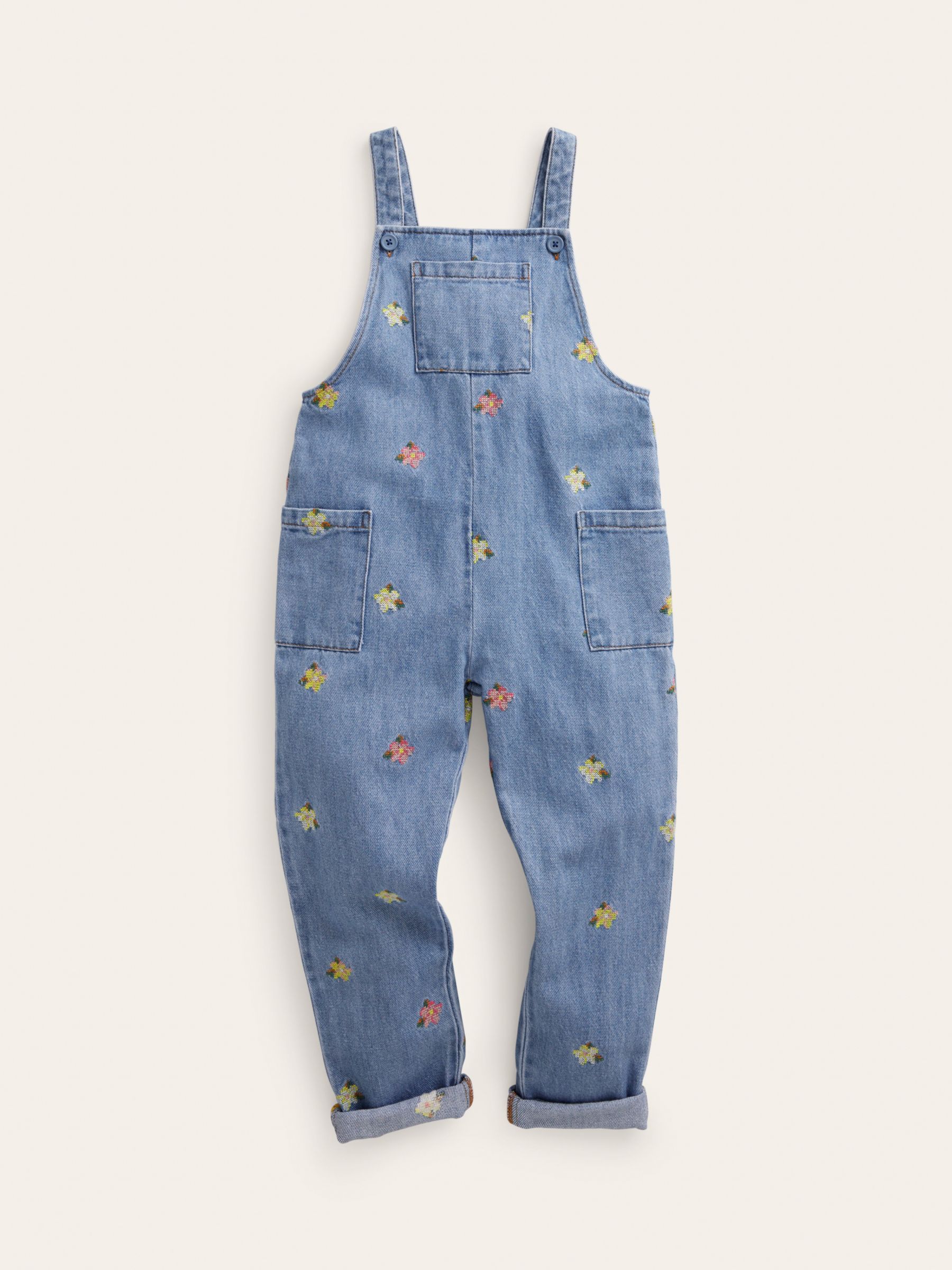 Mini Boden Kids' Scattered Rainbow Embroidered Pull-On Jeans, Blue at John  Lewis & Partners