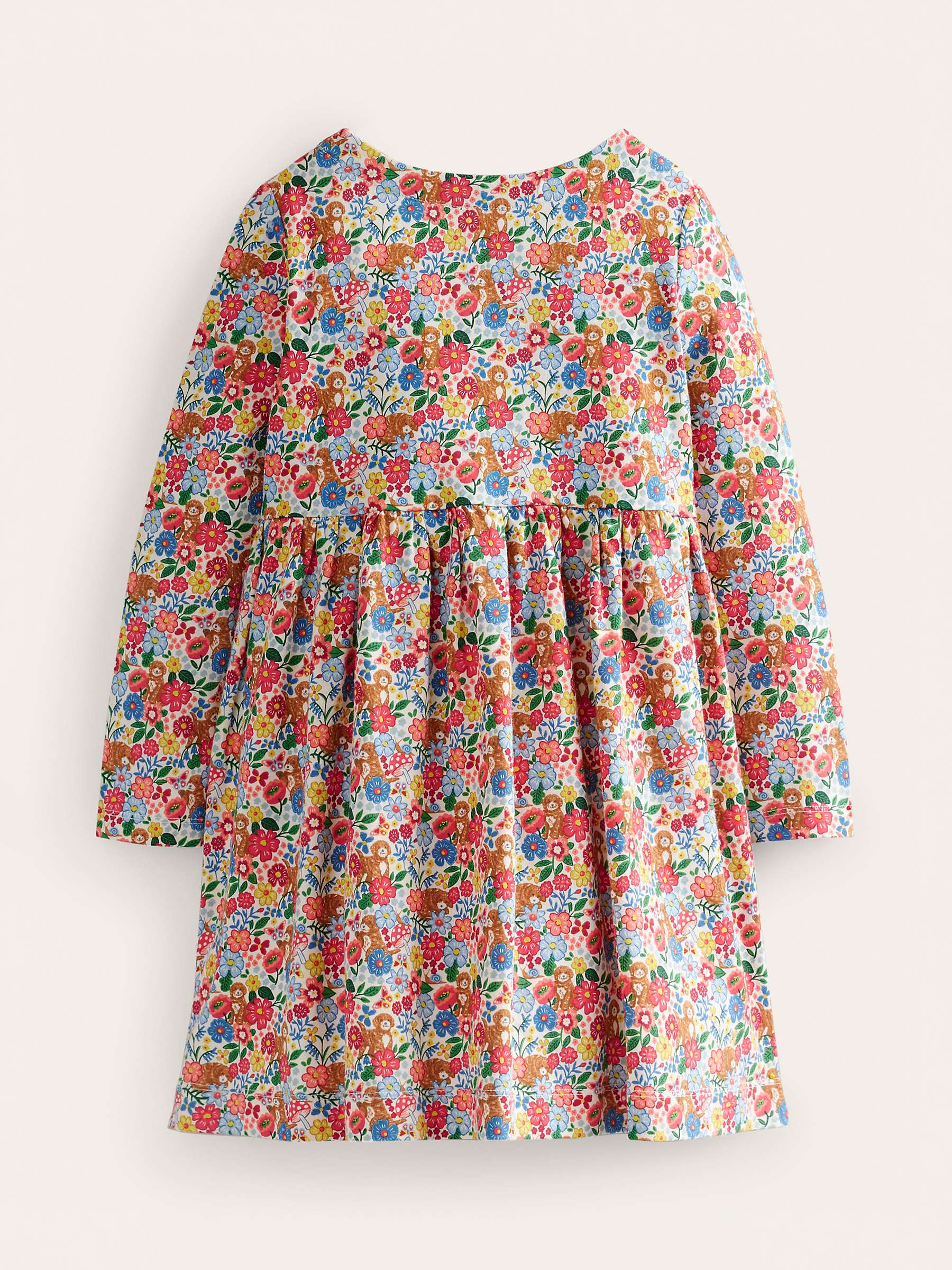 Mini Boden Kids' Long Sleeved Floral Print Jersey Dress, Multi at John ...
