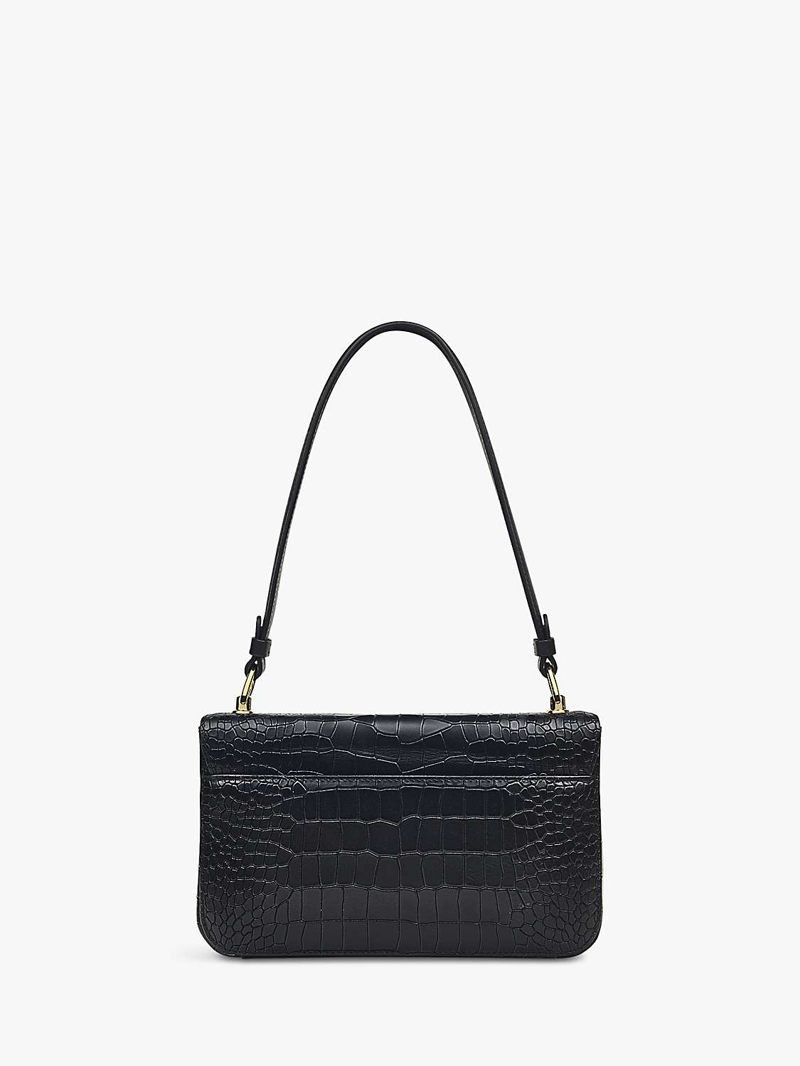 Radley Hanley Close Croc Effect Leather Medium Shoulder Bag, Black at ...