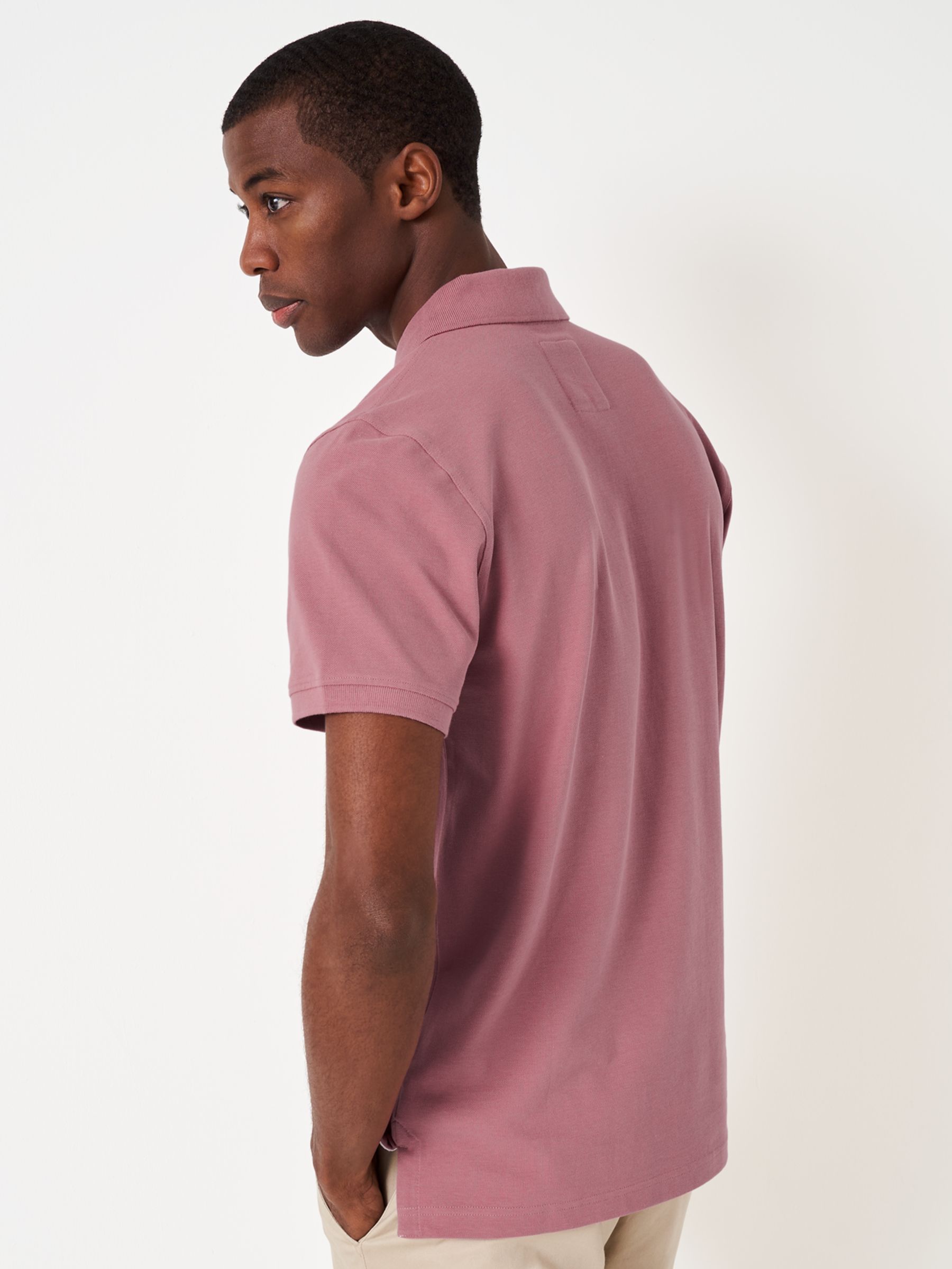 Crew Clothing Classic Pique Polo Shirt, Mid Pink at John Lewis & Partners