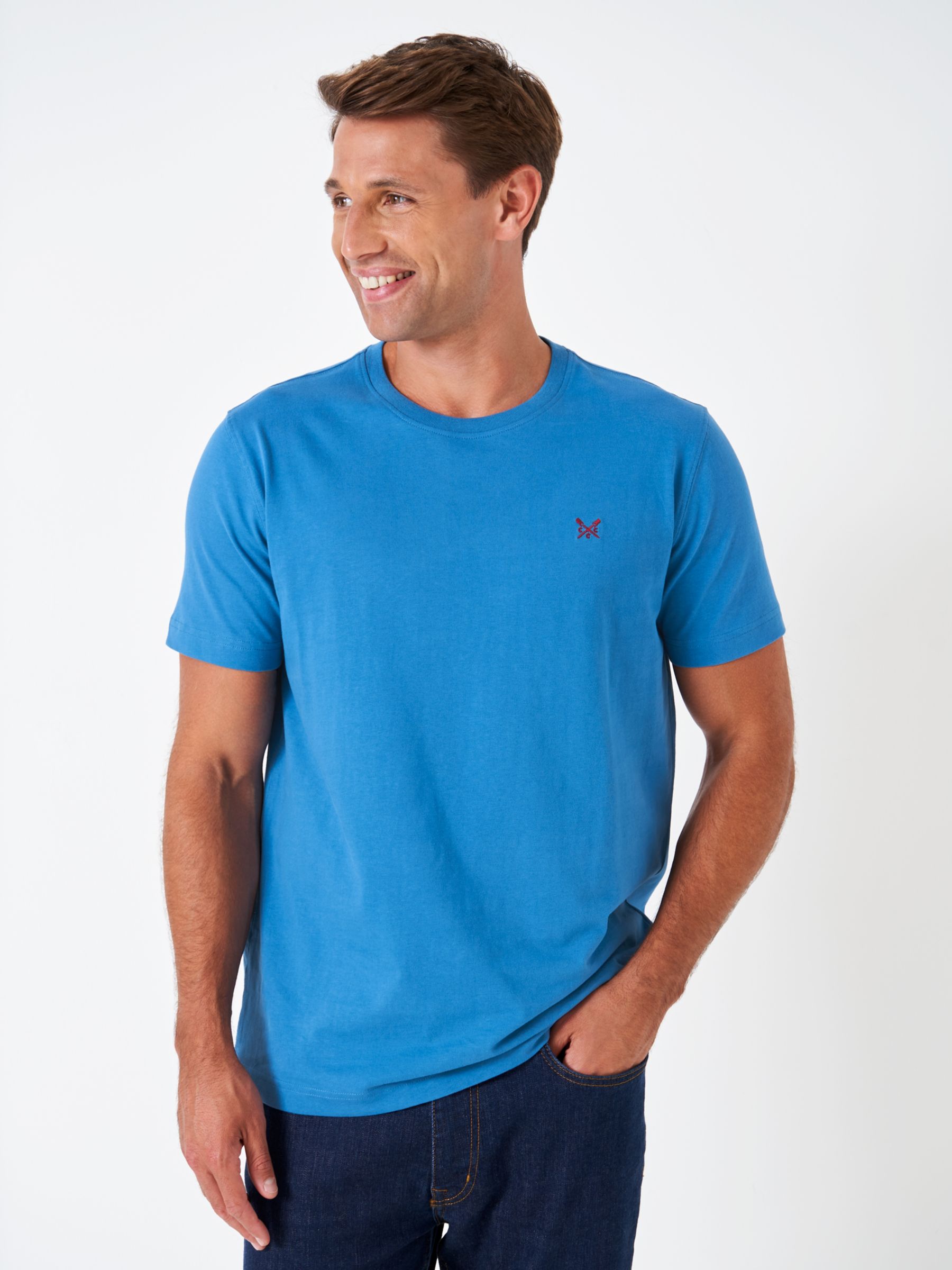 Crew Clothing Crew Neck T-Shirt, Bright Blue at John Lewis & Partners