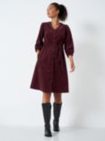 Crew Clothing Nova Cord Cotton Blend Dress, Berry Red, Berry Red