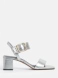 Jigsaw Maybell Leather Block Heel Sandals, Silver