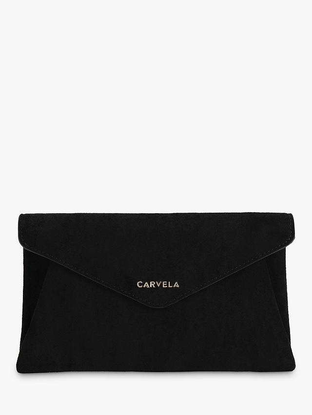 Carvela Megan Suede Envelope Clutch Bag, Black