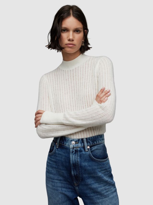 White funnel store neck jumper