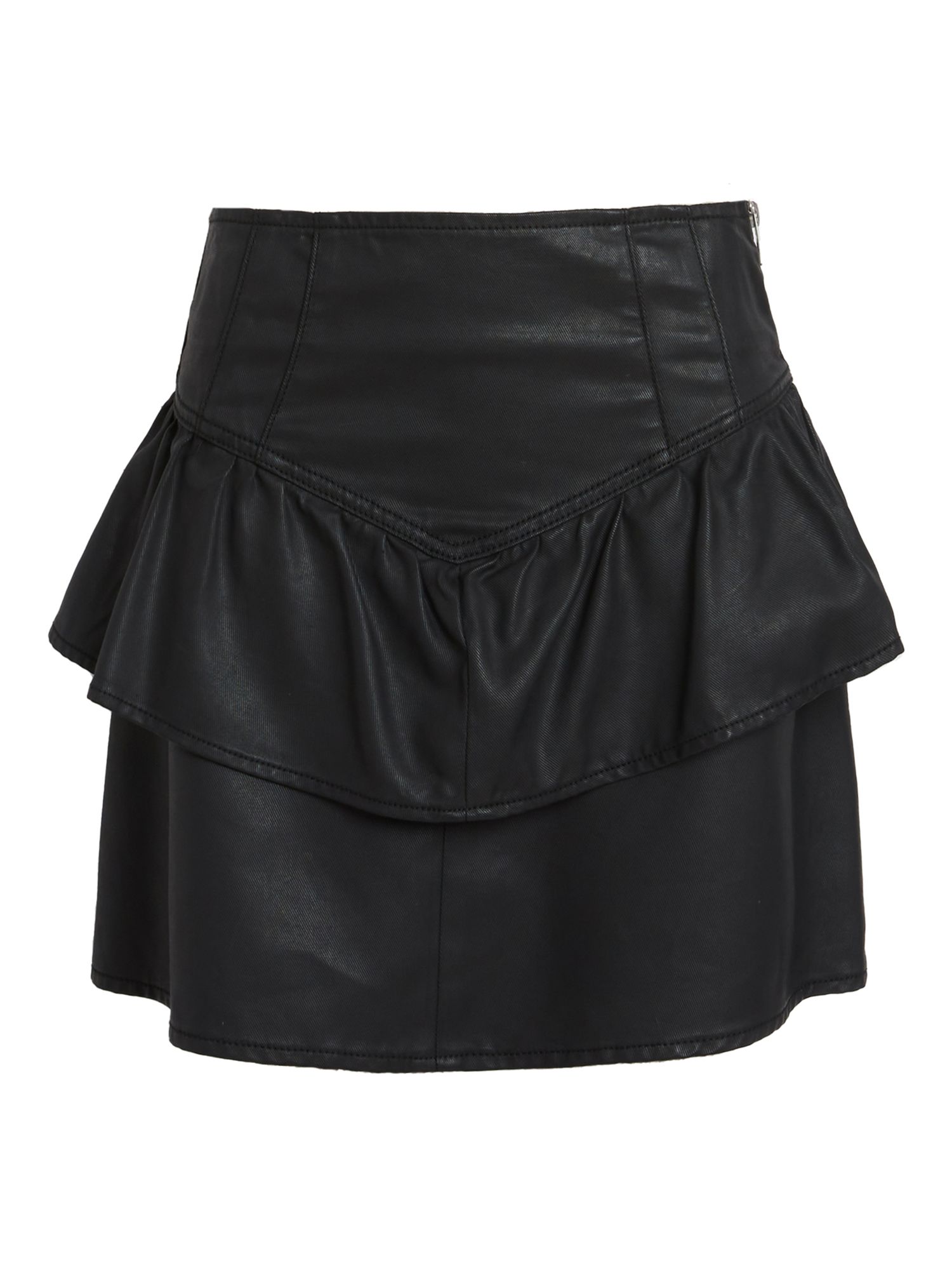 AllSaints Andy Coated Denim Mini Skirt, Black at John Lewis & Partners