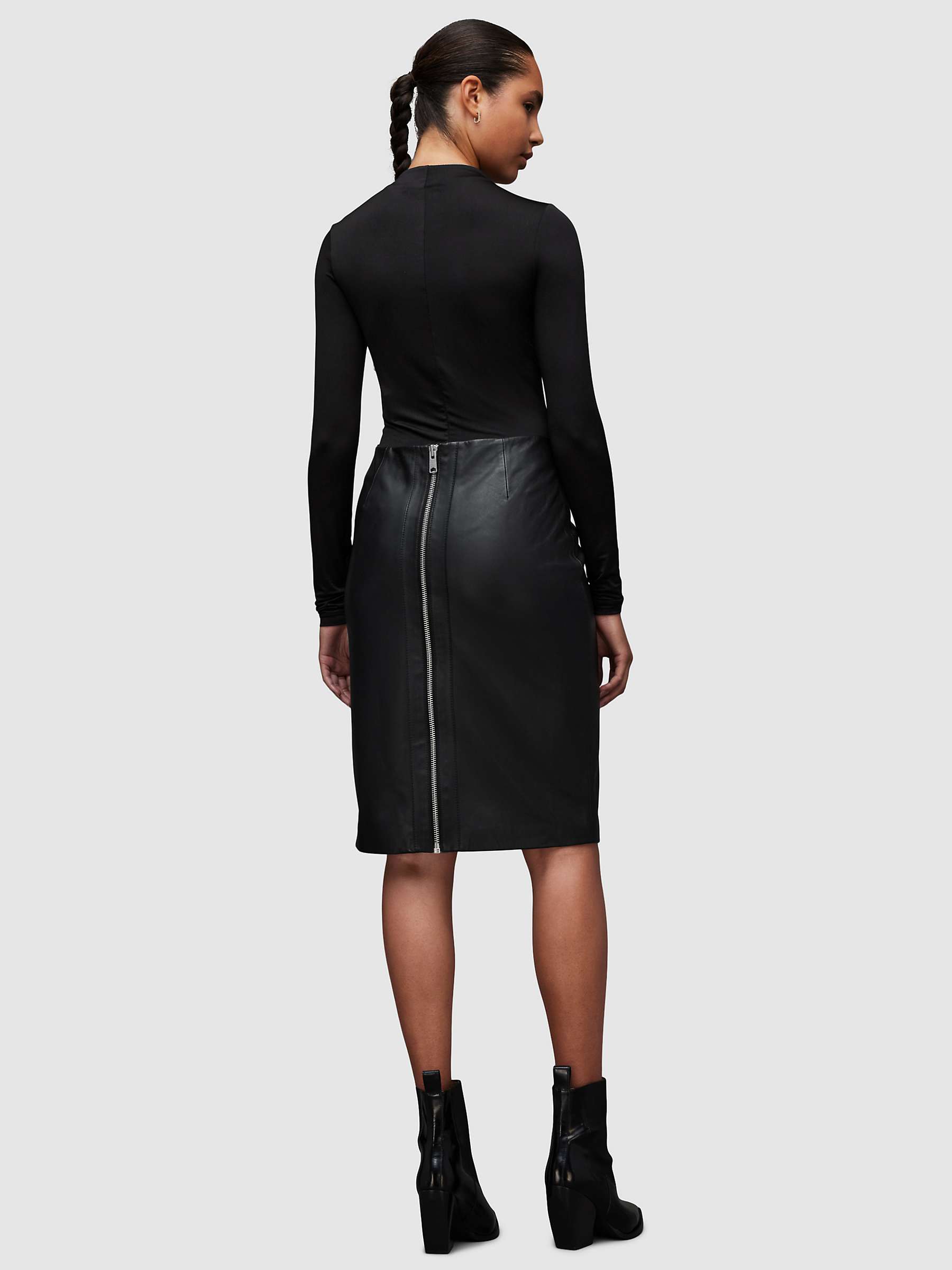 Buy AllSaints Lucille Pencil Leather Skirt, Black Online at johnlewis.com