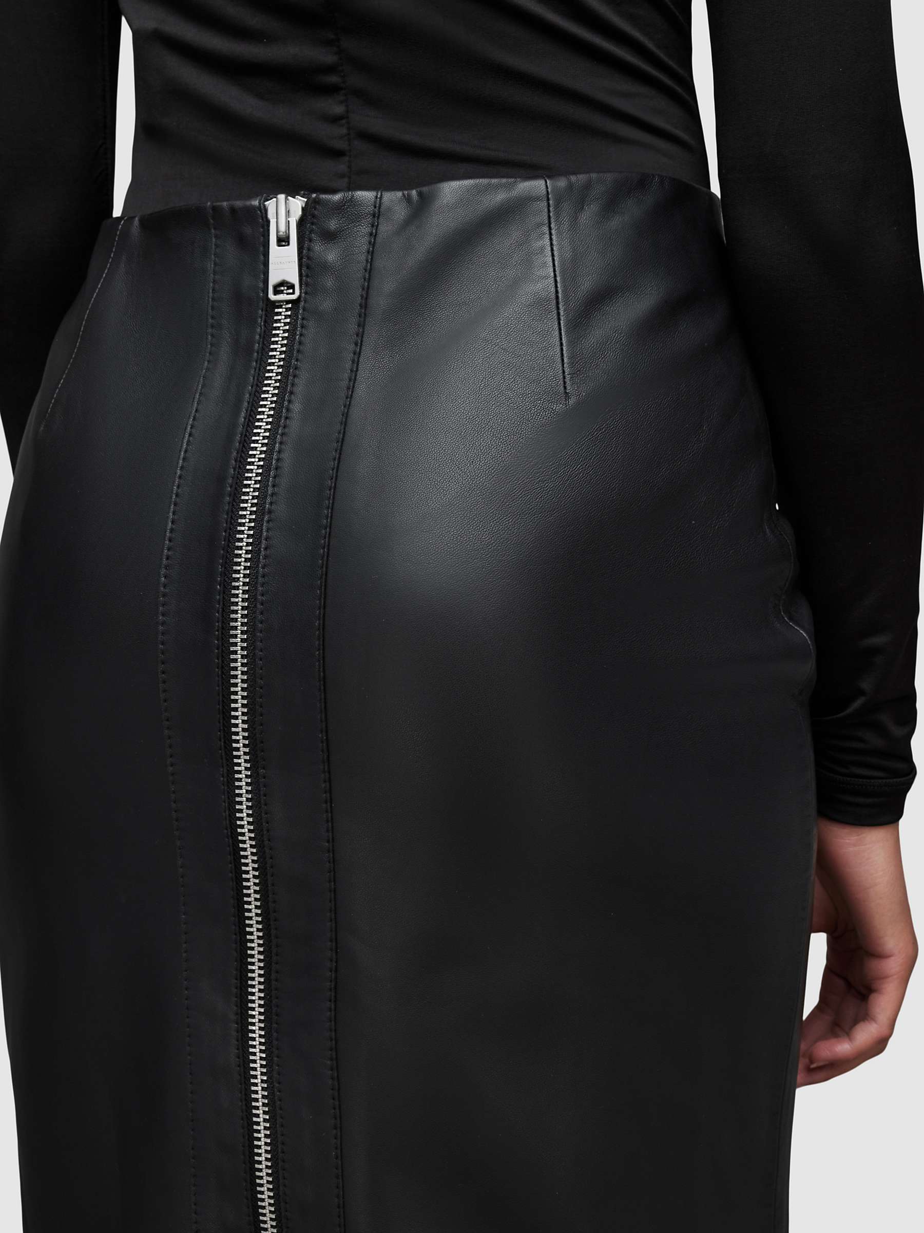 Buy AllSaints Lucille Pencil Leather Skirt, Black Online at johnlewis.com