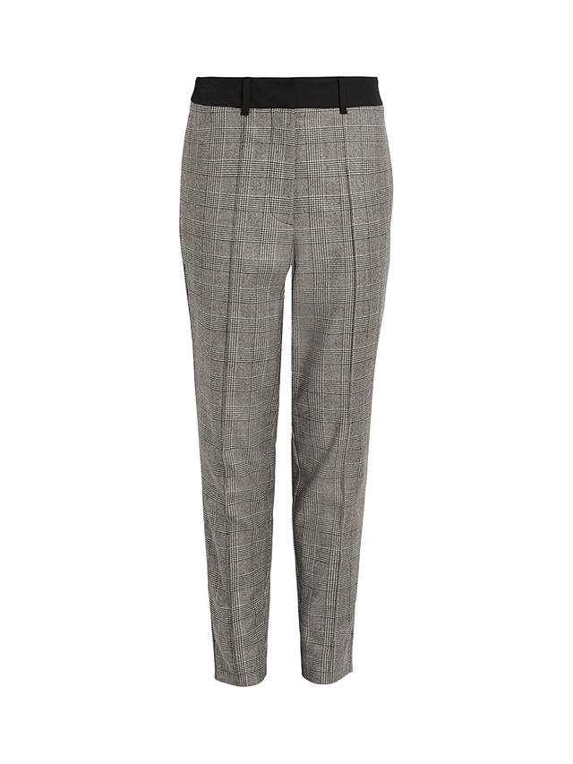 AllSaints Bea Skinny Fit Wool Blend Check Trousers, Grey
