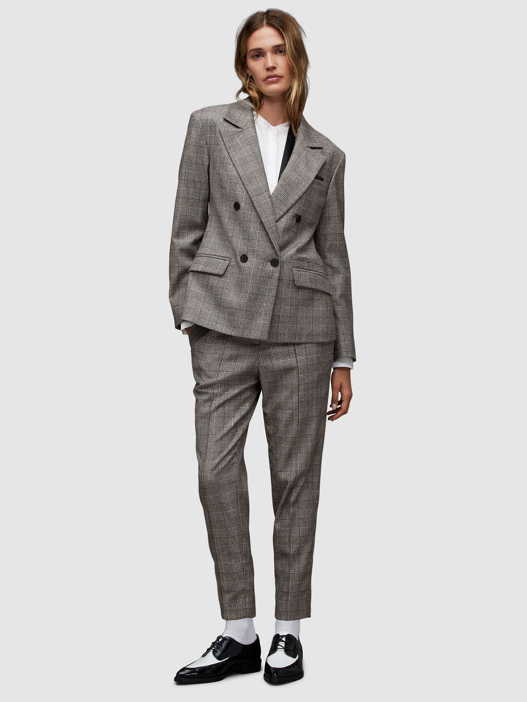 Buy AllSaints Bea Skinny Fit Wool Blend Check Trousers, Grey Online at johnlewis.com