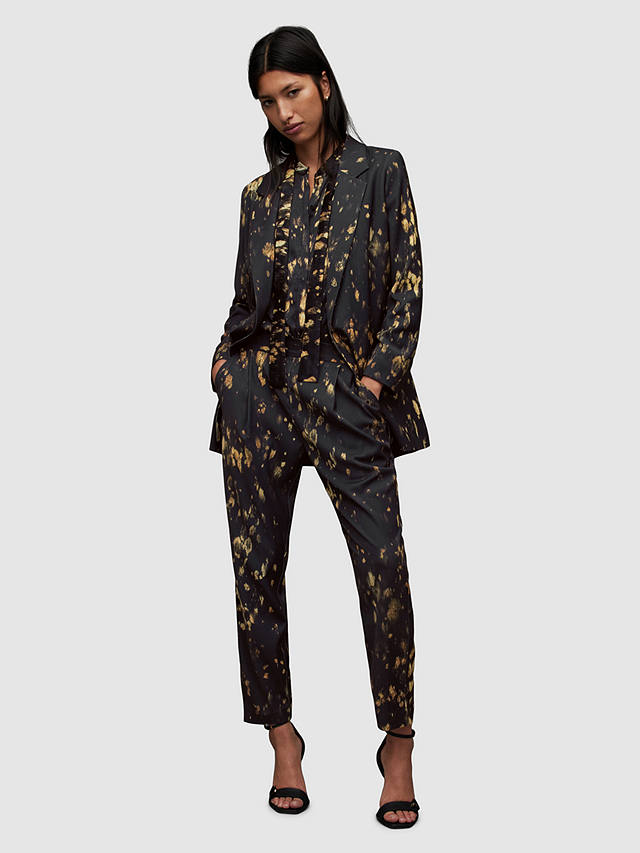 AllSaints Aleida Ronnie Abstract Print Trousers, Black/Gold at John ...