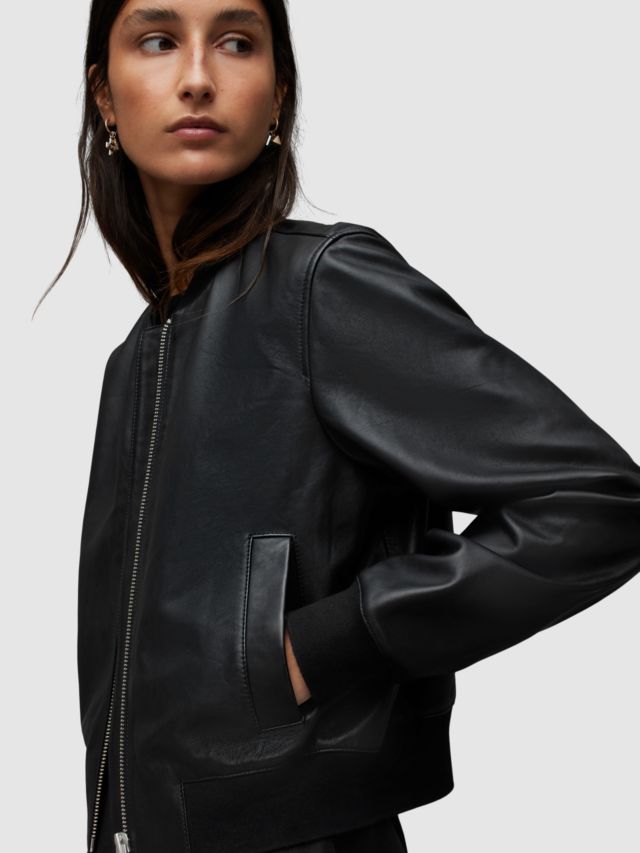 Orten Leather Bomber Jacket Black