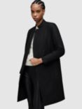 AllSaints Sidney Wool and Cashmere Blend Longline Coat, Black