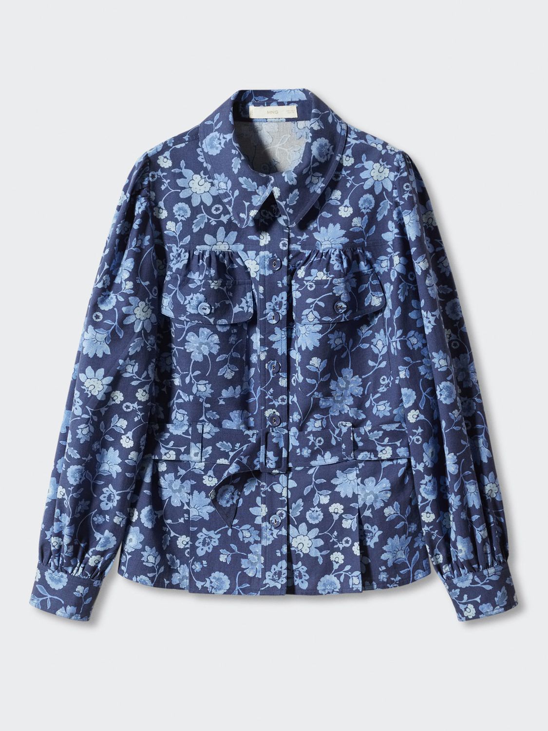 Buy Mango Palermo Floral Over Shirt, Blue/Multi Online at johnlewis.com
