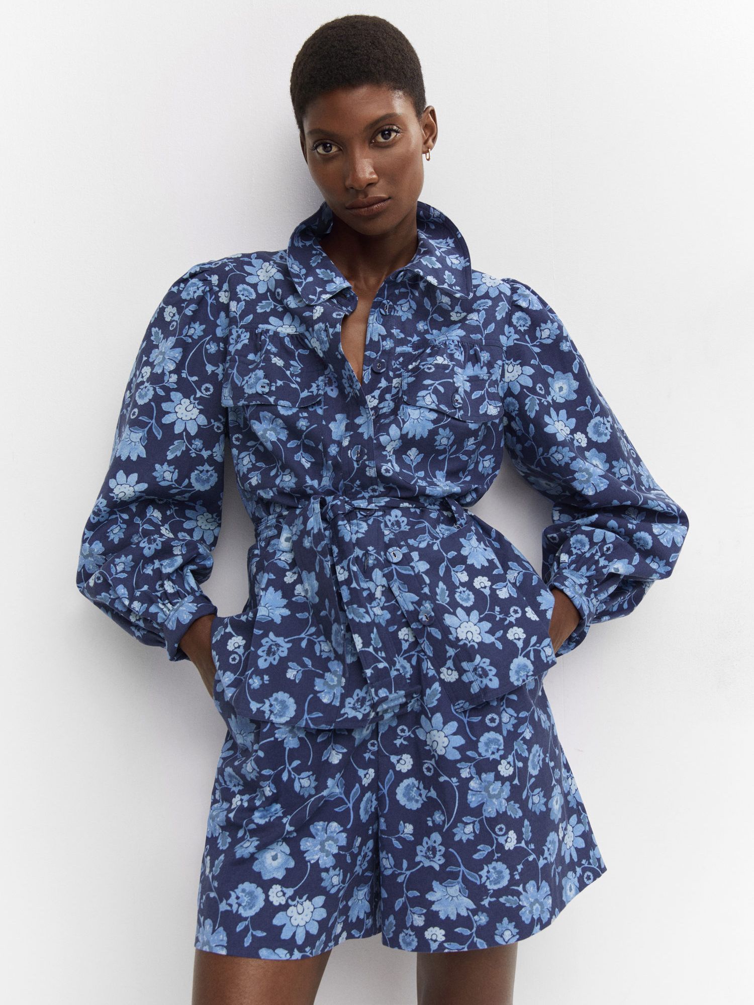 Buy Mango Palermo Floral Over Shirt, Blue/Multi Online at johnlewis.com
