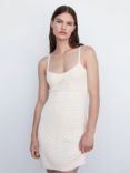 Mango Ouvert Knit Mini Dress, Natural White, Natural White