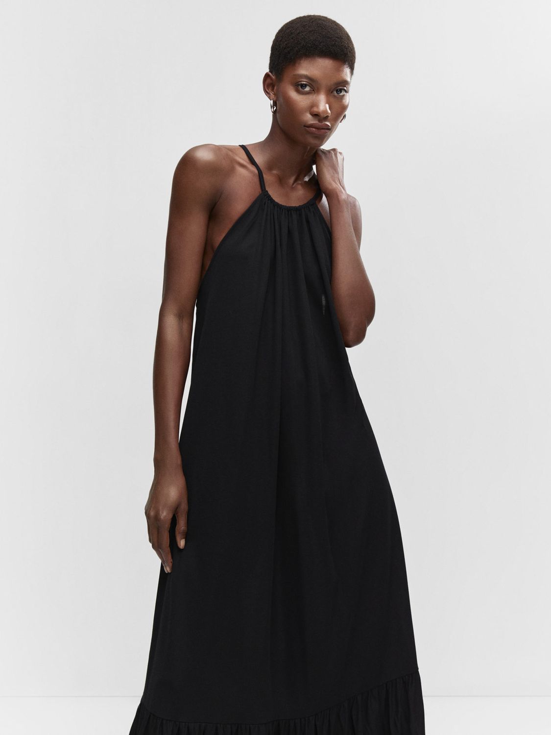 Mango Holly Halterneck Maxi Dress, Black at John Lewis & Partners