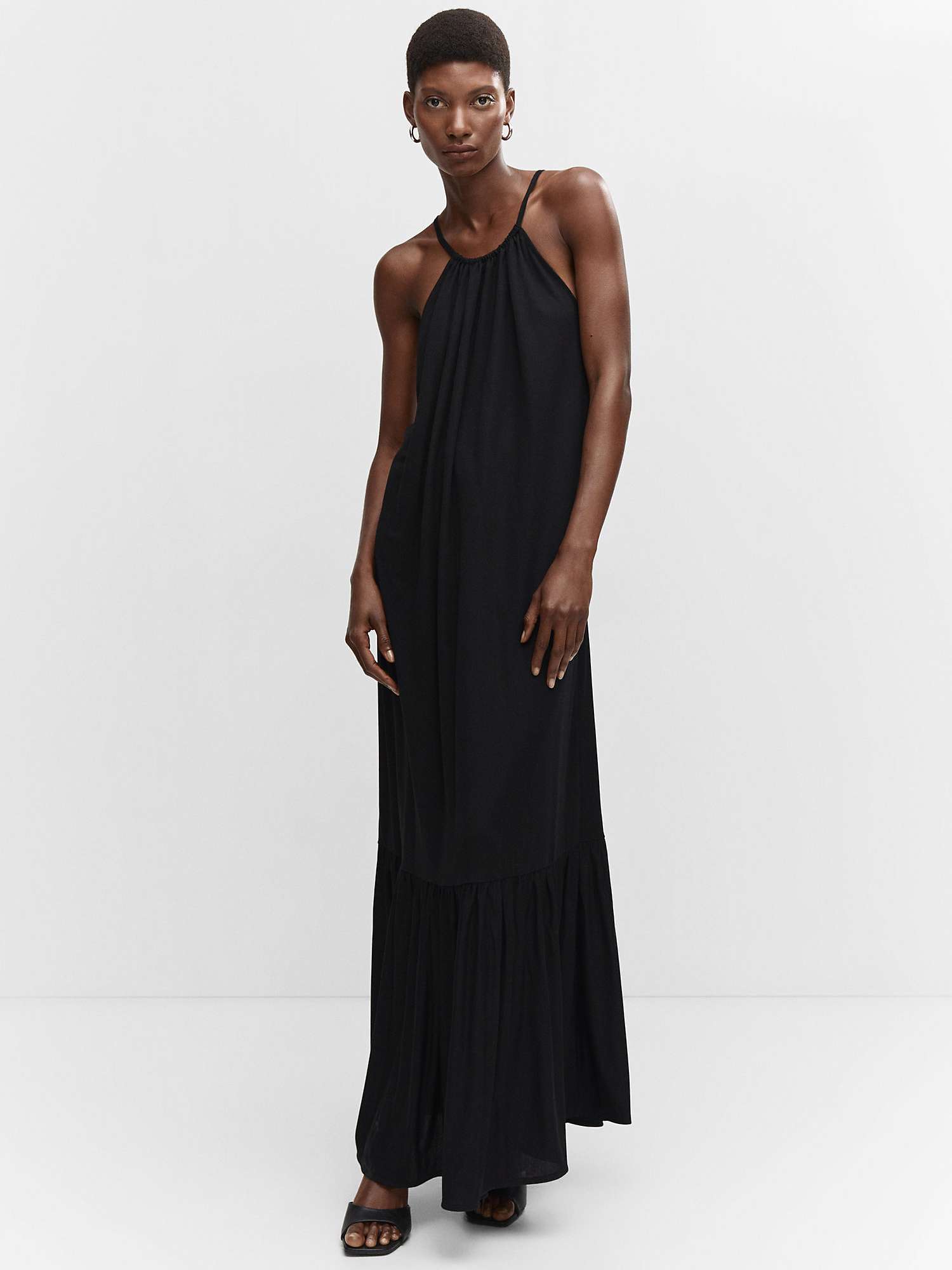 Mango Holly Halterneck Maxi Dress, Black at John Lewis & Partners